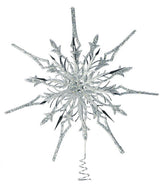 Filigran Trætopstjerne Sølvglitter 19 cm med Dekorativ Midte